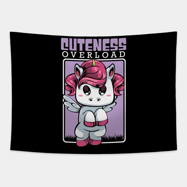 Unicorn - Cuteness Overload - Cute Kawaii Tapestry by Lumio Gifts