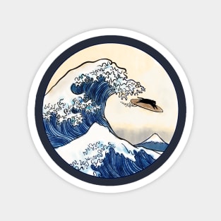 Great Wave off Kanagawa Cat Surfer Magnet