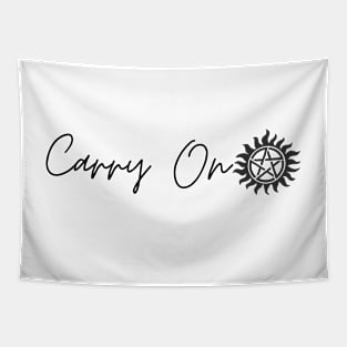 carry on antipossesion tattoo supernatural cute caption Tapestry