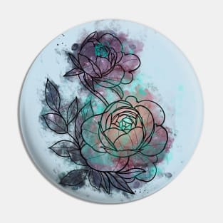 Galaxy watercolour peony Pin