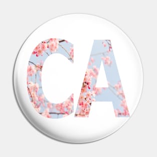 State of California Pink Blue Floral Typography Art Pin