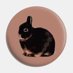 Chubby Bunny Black Otter Netherland Dwarf Rabbit Pin