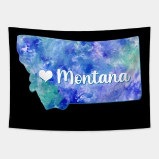 Montana state map USA heart watercolor blue watercolour Tapestry