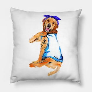 Golden Retriever Tattoo I Love Mom Pillow