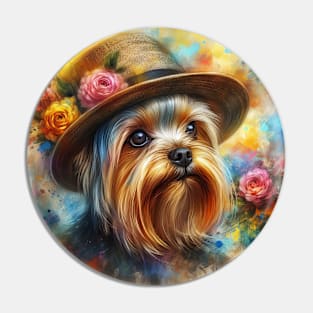 Cute Yorkshire Terrier Splash Art Pin