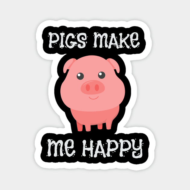 Adorable Pigs Make Me Happy Cute Piglet Pig Girl Magnet by theperfectpresents