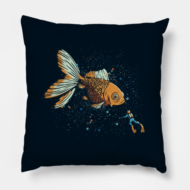 Golden Fish Scuba Diver by Tobe Fonseca Pillow by Tobe_Fonseca