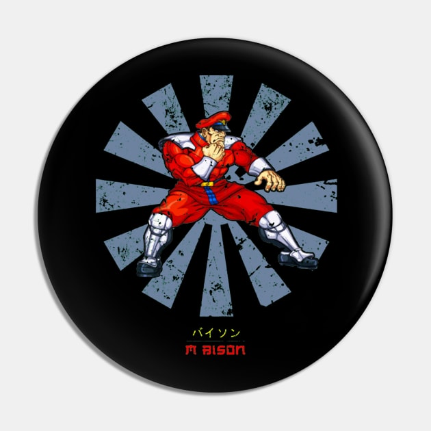 M Bison Retro Japanese Street Fighter Pin by squids_art