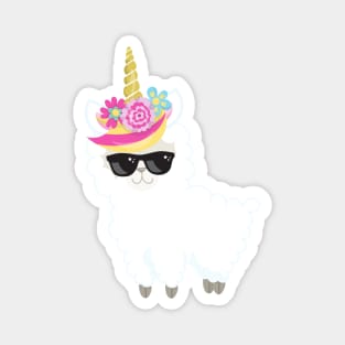 Unicorn Llama, Little Llama, Llama With Sunglasses Magnet