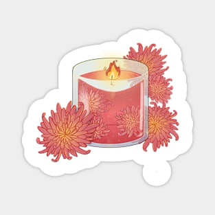 Beautiful gentle candle with chrysanthemum Magnet