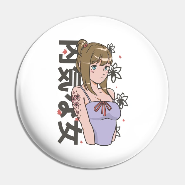 Anime Shy Girl P R t shirt Pin by LindenDesigns