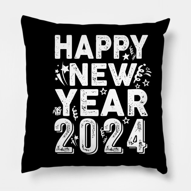 Happy New Year 2024 New Years Eve Party Supplies Kids Pillow by James Green