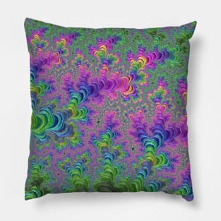 Funky Colorful Branching Jewel Tone Fractal Art Pillow