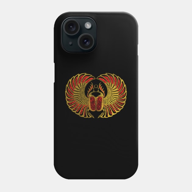 Egyptian Scarab Beetle - Gold and red  metallic Phone Case by Nartissima