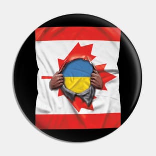 Ukraine Flag Canadian Flag Ripped - Gift for Ukrainian From Ukraine Pin