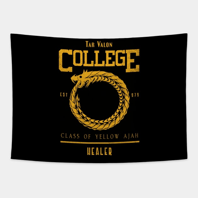 Tar Valon College Yellow Ajah Slogan and Symbol Dragon Tapestry by TSHIRT PLACE