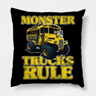 Monster Trucks Rule School Bus Monster Jam Pillow