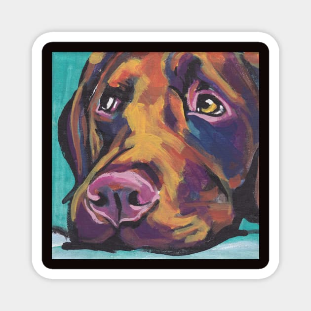 Chocolate Labrador Retriever Dog Bright colorful pop dog art Magnet by bentnotbroken11