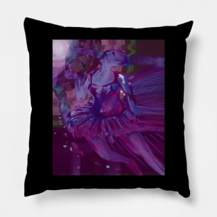 Abstract Ballerina Painting in Purple/Magenta Pillow