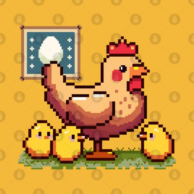 Mommy hen with chicks | Pixel art by LettyDreams