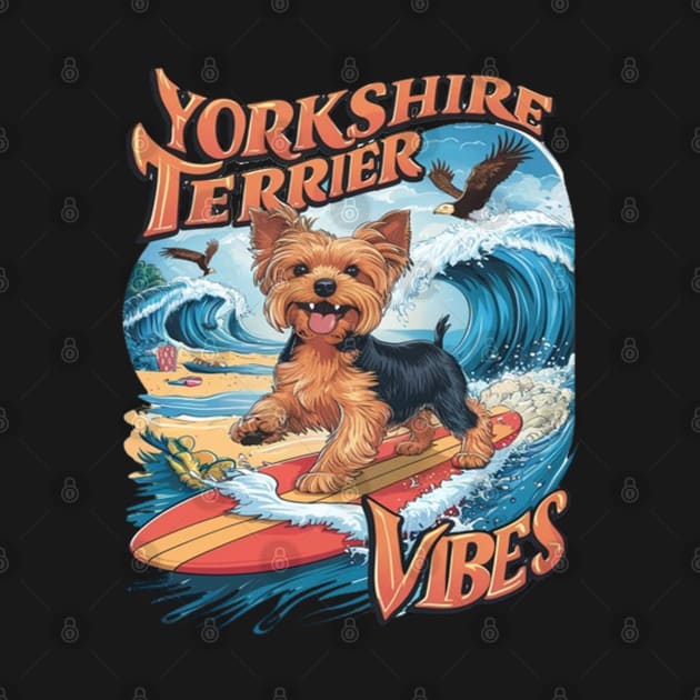 Wave-Riding Yorkshire Terrier Pup by coollooks