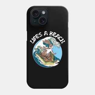 Surfing turtle and Rabbit - Life's a beach Phone Case