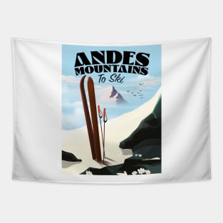 Andes Mountains Ski poster Tapestry