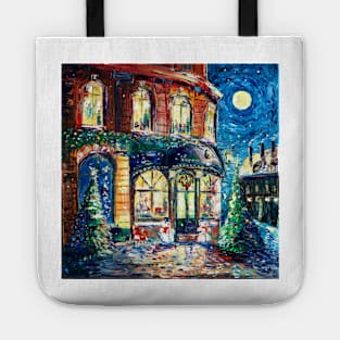 Old Cafe on Christmas Night Tote