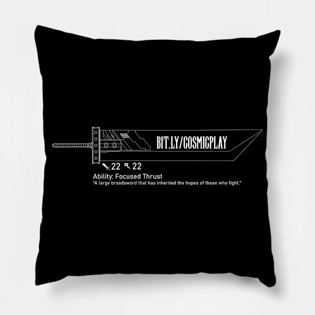 Buster Sword White Pillow by Nyanberz