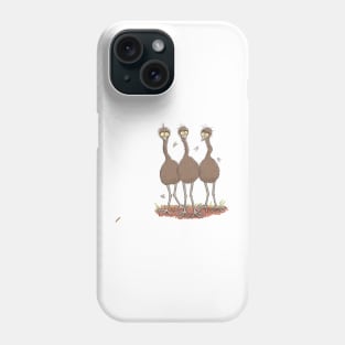 Funny Australian emu trio cartoon illustration Phone Case