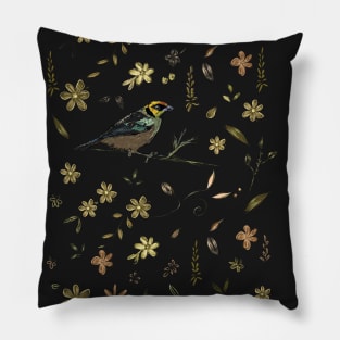 Little bird among leaves Pillow