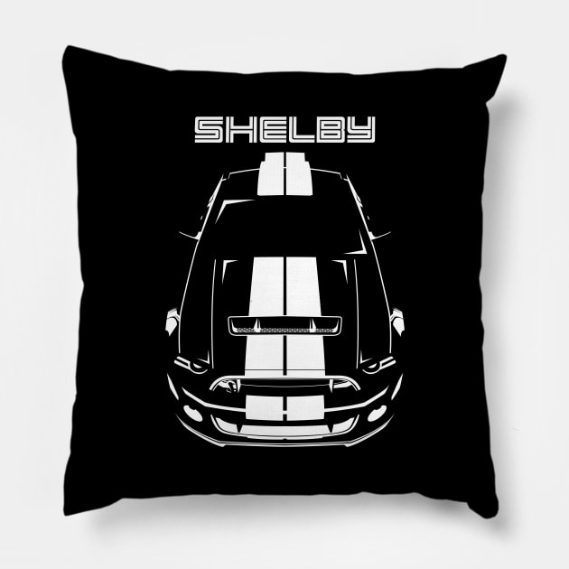 Ford Mustang Shelby GT500 S197 2013-2014 - White Stripes Pillow by V8social