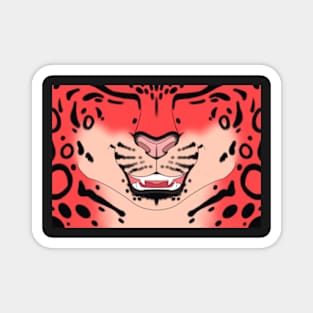 Strawberry Snow Leopard Face Magnet