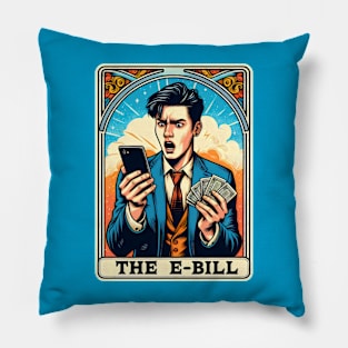 The E Bill Devil Money Expense Shocking Funny Tarot Card Pun Pillow