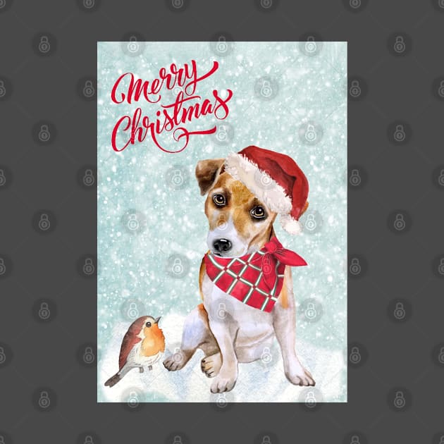 Jack Russell Terrier Merry Christmas Santa Dog by Puppy Eyes
