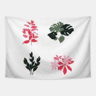 Pink and Green Cute Plants Tapestry