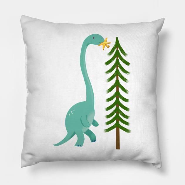 Dinosaur celebrating holidays Pillow by chillstudio