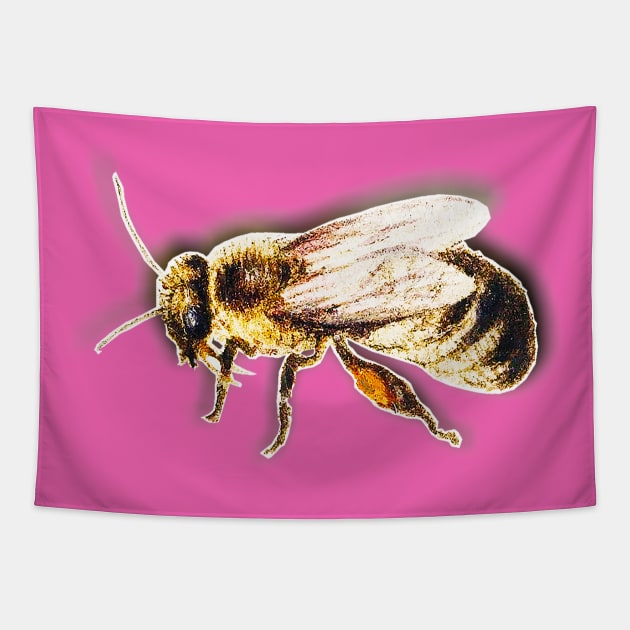 Bee Vintage colorful drawing bee Tapestry by Marccelus