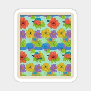 Rainbow Flowers Pattern Magnet