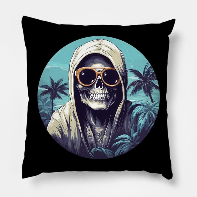 Grim Reaper with Sun Glasses Pillow by pako-valor