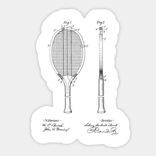 Tennis Racket Vintage Patent Drawing Patent Pegatina Teepublic Mx That's because a racquet demo program is an excellent way of getting a feel for a racquet without… most specialist tennis retailers allow you try before you buy, but how do you make the most of a. tennis racket vintage patent drawing