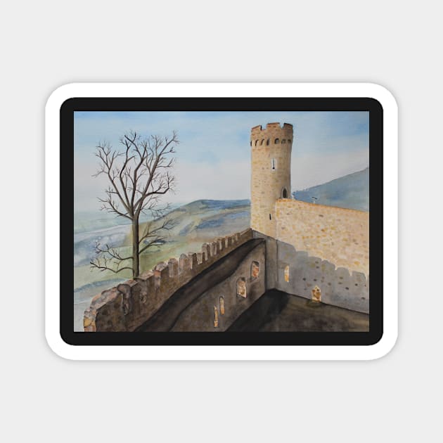 German Castle Watercolor Painting Magnet by Sandraartist