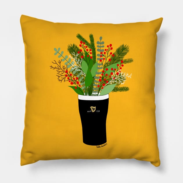 Guinness Flowers Pillow by Kate Durkin Illustration