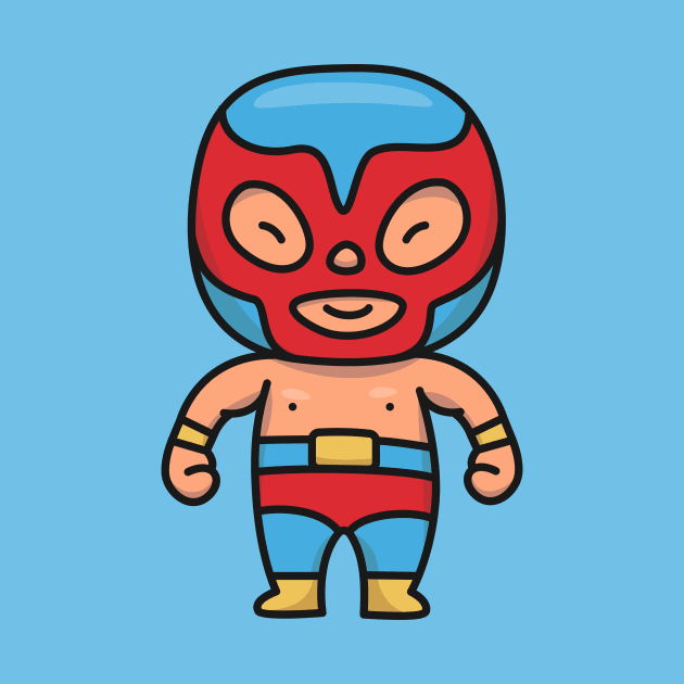 Cute Mexican Luchador Wrestler Cartoon by SLAG_Creative