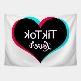 Tiktok lover Black. Text will appear flipped correctly on front camera Tapestry