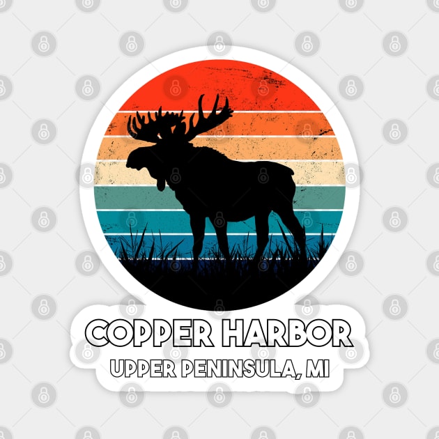 Copper Harbor Upper Peninsula Moose Sunset Magnet by The Yooper Life