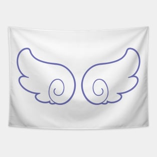 White and Blue Anime Wings Tapestry