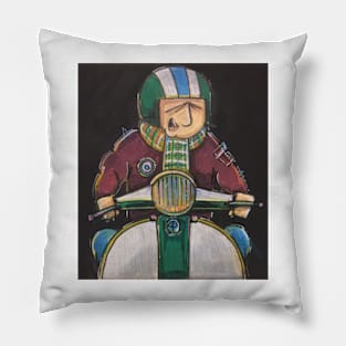 Retro Scooter, Classic Scooter, Scooterist, Scootering, Scooter Rider, Mod Art Pillow