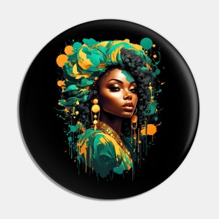 Black Woman HipHop modern tribal splash art design Pin