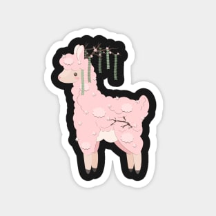 Cherry Blossom Llama Magnet